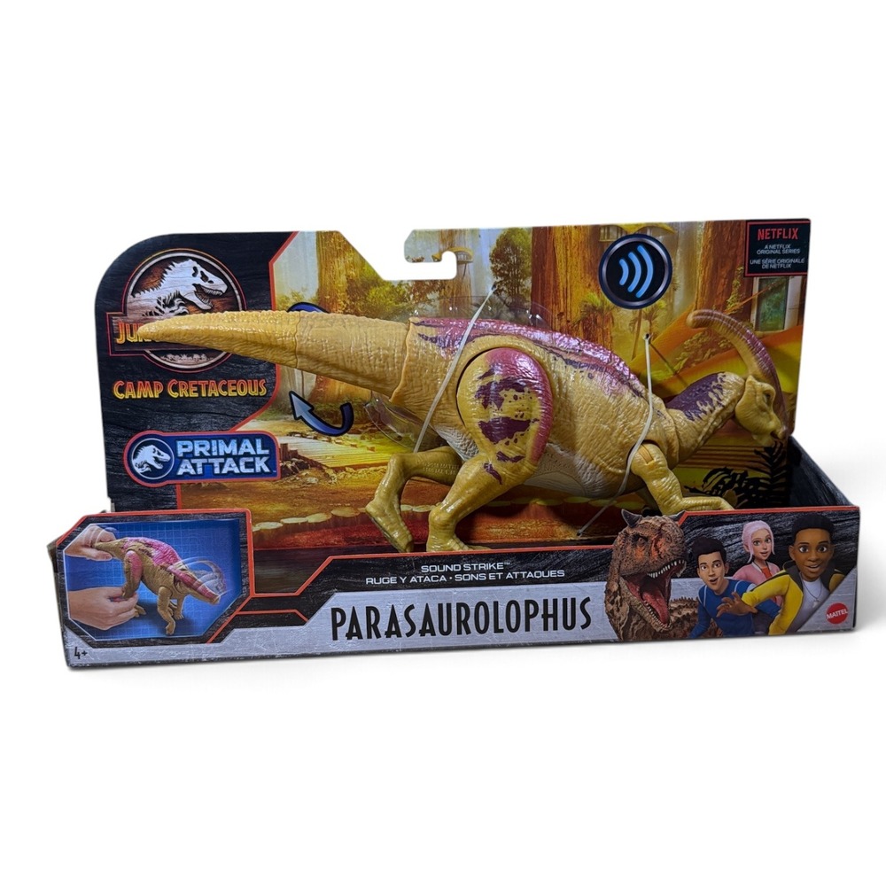 Jurassic World Parasaurolophus Dinosaur Mattel Sound Strike Primal Attack NIB